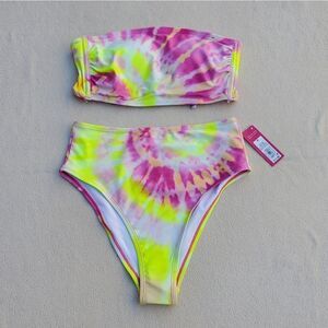 Xhilaration tube top and high waist cheeky bottoms tie dye bikini